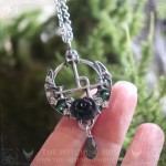 Sigil of Lilith necklace with a rose, a crescent moon and crystals, occult jewelry, witchy pendant