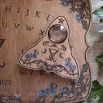 Sigil of Lucifer ouija board, handmade from wood, with flowers, leaves and gothic ornament