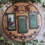 Plateau de divination avec sigil de Lilith en bois, pour tarot et oracle