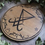 Ornement d'autel sigil de Lucifer en bois avec sceau de Dukante pour magie et rituels, outil ésotérique