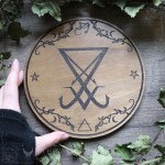 Ornement d'autel sigil de Lucifer en bois avec sceau de Dukante pour magie et rituels, outil ésotérique