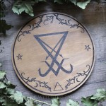 Ornement d'autel sigil de Lucifer en bois avec sceau de Dukante pour magie et rituels, outil ésotérique