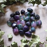 Handmade fluorite runes, natural purple and green stones