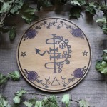 Ornement d'autel sigil d'Asmoday en bois pour rituel magique, décoration spirituelle et occulte
