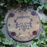 Sigil of Belial wooden altar ornament for magic ritual, seal of Belial occult home decor