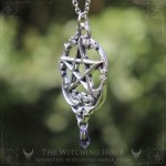 Elven pentagram pendant surrounded by ivy leaves, pagan jewelry witchy