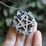 Inverted pentagram pendant with amethyst, satanic jewelry, gothic necklace