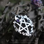 Inverted pentagram pendant with amethyst, satanic jewelry, gothic necklace