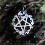 Inverted pentagram pendant with amethyst, satanic jewelry, gothic necklace