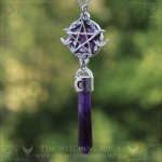 Collier pendule pentacle en améthyste, bijou ésotérique et gothique