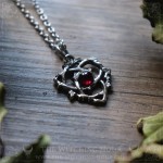 Triquetra pendant with red garnet, celtic jewelry, trinity knot