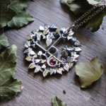 Lilith's sigil necklace with natural red garnet, seal of Lilith necklace, gothic jewelry