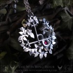 Lilith's sigil necklace with natural red garnet, seal of Lilith necklace, gothic jewelry