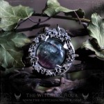 Celtic necklace with large fluorite, handmade gothic jewelry