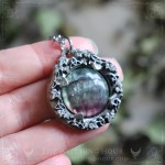 Celtic necklace with large fluorite, handmade gothic jewelry