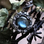 Celtic necklace with large labradorite, handmade gothic jewelry