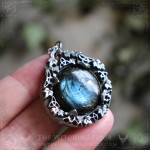 Celtic necklace with large labradorite, handmade gothic jewelry