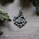 Triquetra pendant with prehnite, celtic jewelry, trinity knot