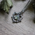 Triquetra pendant with prehnite, celtic jewelry, trinity knot