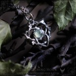 Triquetra pendant with prehnite, celtic jewelry, trinity knot
