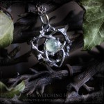 Triquetra pendant with prehnite, celtic jewelry, trinity knot