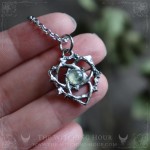 Triquetra pendant with prehnite, celtic jewelry, trinity knot