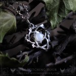 Pendentif triquetra en pierre de lune arc-en-ciel, bijou celtique, noeud des sorcières