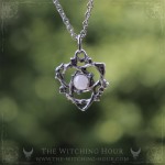 Pendentif triquetra en pierre de lune arc-en-ciel, bijou celtique, noeud des sorcières