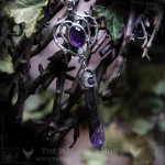 Collier pendule elfique en améthyste, bijou gothique féminin et délicat