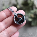 Sigil of Lilith necklace with red tiger eye, gothic and witchy jewelry