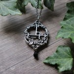 Sigil of Lilith necklace with pentacle and moon crescent, gothic jewelry