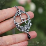Sigil of Lilith necklace with pentacle and moon crescent, gothic jewelry