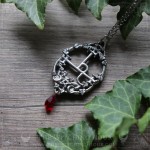 Pendentif sigil de Lilith avec pentacle et goutte rouge, bijou ésotérique et gothique artisanal