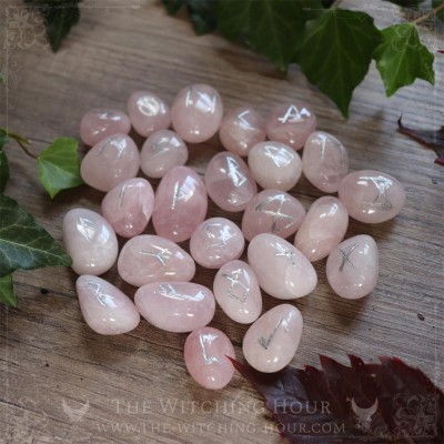 Handmade rose quartz runes
