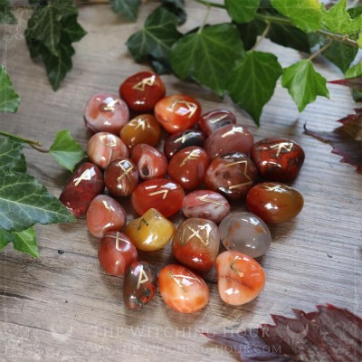 Handmade carnelian runes