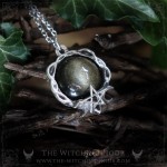 Collier pentacle avec obsidienne dorée, bijou gothique et occulte artisanal