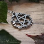 Pentagram necklace with rainbow moonstone and moon crescent, handmade gothic jewelry