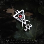 Collier sigil de Lucifer avec cristal rouge, bijou ésotérique et gothique artisanal