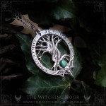 Tree of life yggdrasil necklace with malachite, gothic jewelry