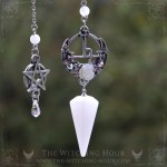 Sigil of Lilith pendulum for divination and dowsing, made from white jade