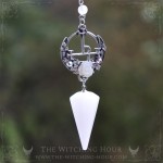 Sigil of Lilith pendulum for divination and dowsing, made from white jade