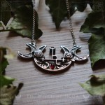 Lilith necklace with triple moon and red garnet, gothic jewelry handmade