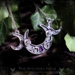 Collier triple lune en améthyste, bijou ésotérique artisanal