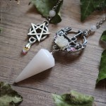 Sigil of Lilith pendulum for divination and dowsing, made from white jade