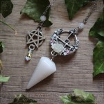 Sigil of Lilith pendulum for divination and dowsing, made from white jade