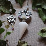 Sigil of Lilith pendulum for divination and dowsing, made from white jade