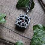 Belial sigil necklace with black onyx and garnet, seal of Belial, handmade gothic jewelry
