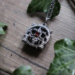 Belial sigil necklace with black onyx and garnet, seal of Belial, handmade gothic jewelry