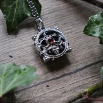 Belial sigil necklace with black onyx and garnet, seal of Belial, handmade gothic jewelry
