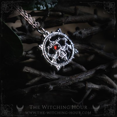 Belial sigil necklace with black onyx and garnet, seal of Belial, handmade gothic jewelry